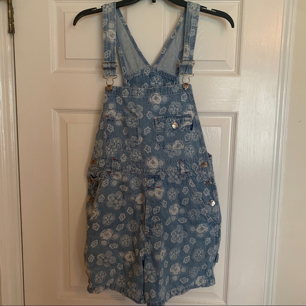 VINTAGE MICKEY MOUSE DISNEY FLORAL OVERALLS